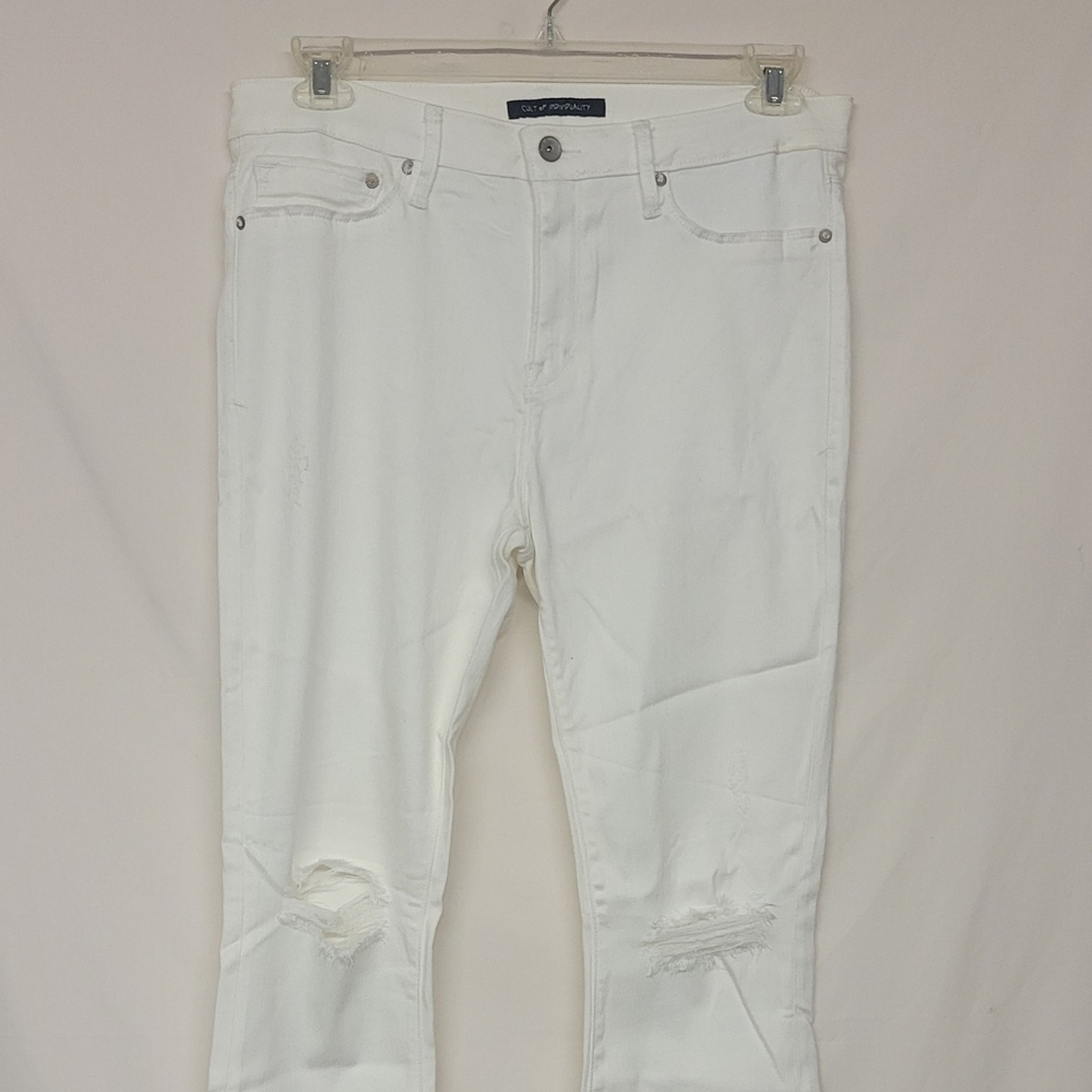 Cult of Individuality Stretchy Size 32 Leisure Flare‎ aged white distress jeans
